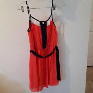 Beautiful coral and navy mini dress